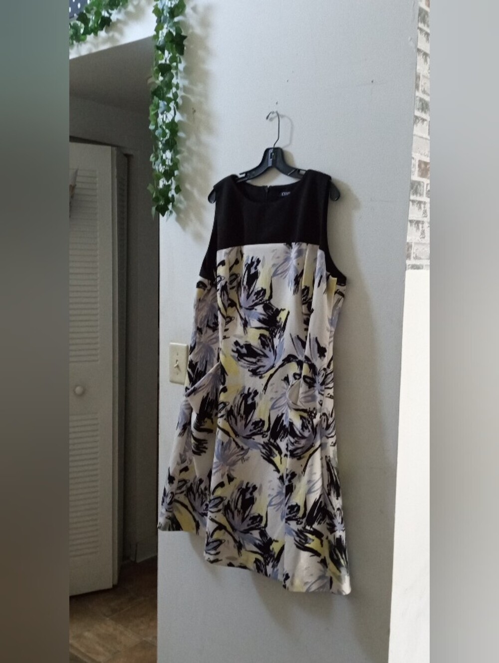 Chaps Black and White  Floral Sleeveless A-Line Dress